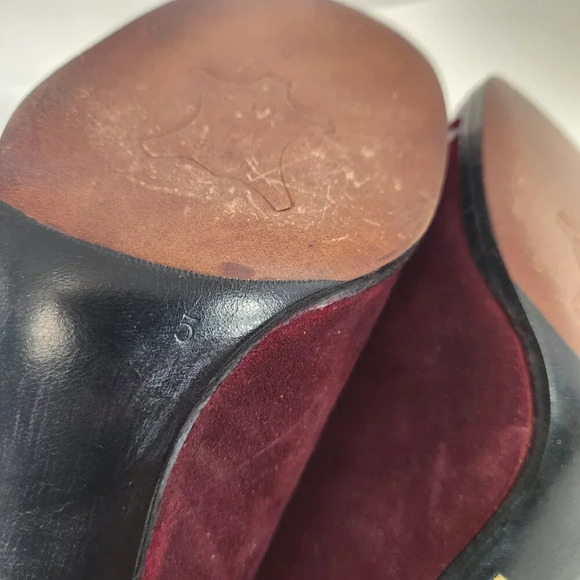 Vintage Leather Closed Toe Pumps Spain  Size 5 Wine Red - Picture 11 of 13